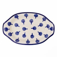 Platter with Handles / Ceramika MK Malowane Kobaltem / Drzewko