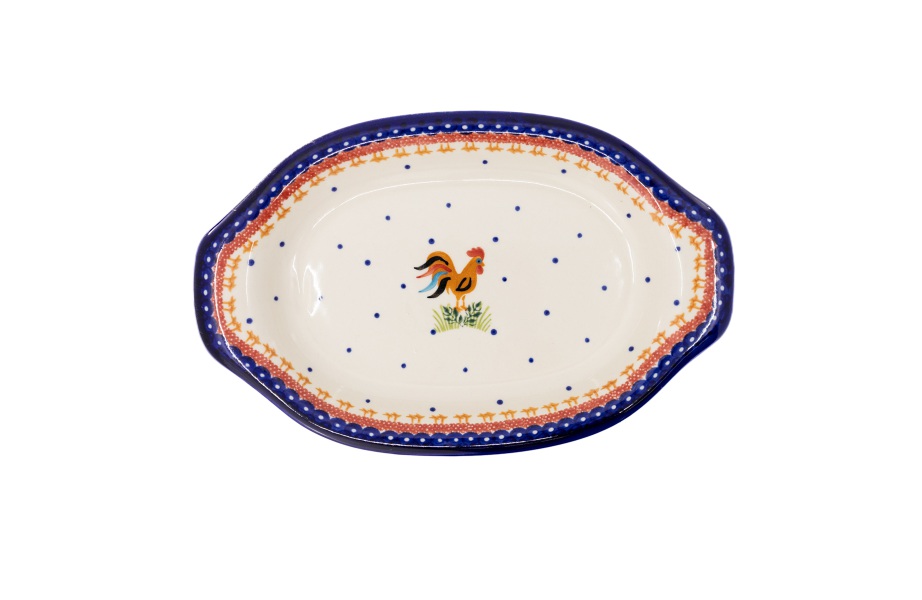 Platter with Handles / Ceramika MK Malowane Kobaltem / Kogut