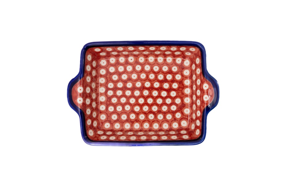 Baking Dish Small / Ceramika MK Malowane Kobaltem / Czerwone Kółeczka