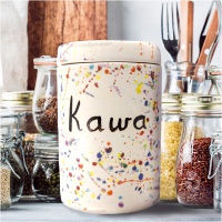 Coffee Container with a Lid (Kawa) / Ceramika Surowiec / Lentylki Rainbow / Unikat
