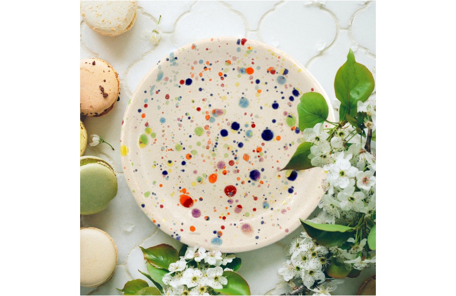 Dessert Plate 19 / Ceramika Surowiec / Lentylki Rainbow / Unique